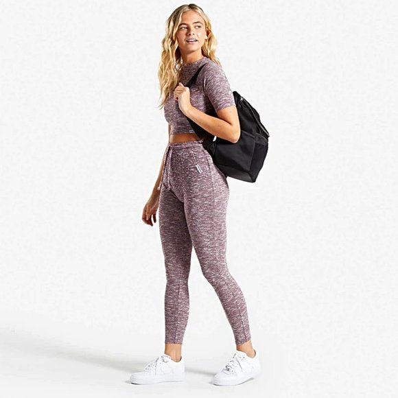 Gymshark Winter Berry Red Marl Slounge Leggings - Picture 2 of 11